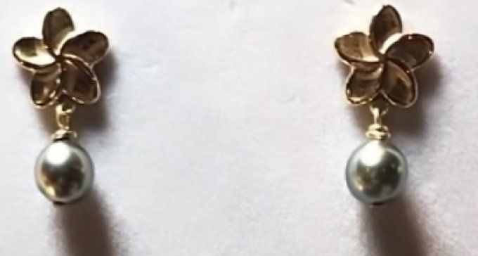 Boucles d'oreilles "Tiaré" et perle de Tahiti